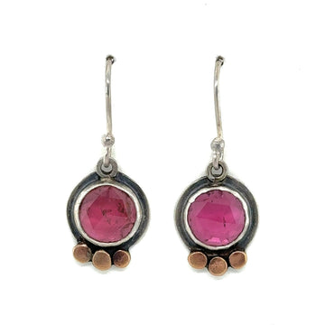 Earrings - Rosy Tourmaline with Brass