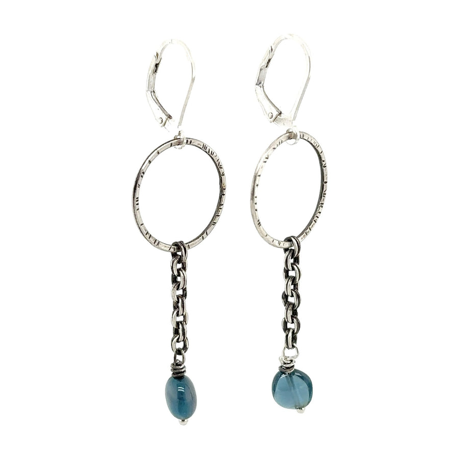 Earrings - London Blue Topaz with Silver Circles