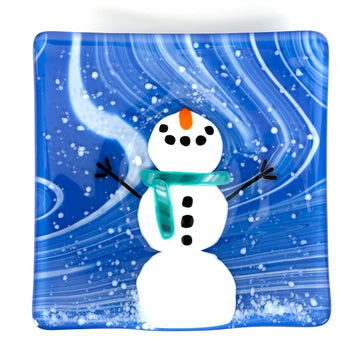 Snowman Plate - Turquoise Scarf