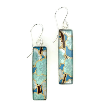 Earrings - Thin Bezel Rectangle Drop