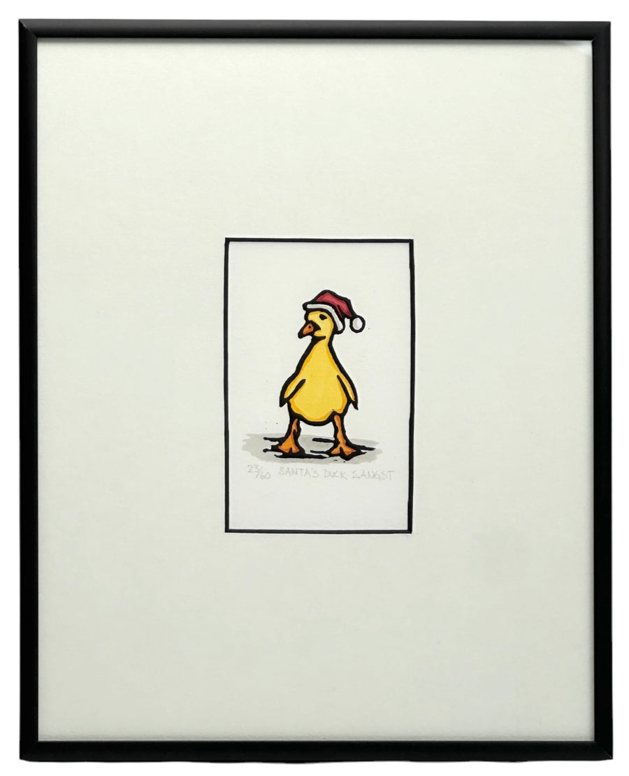 Santa's Duck - Original Linocut