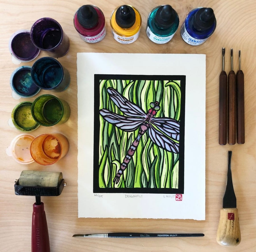 Dragonfly - Original Linocut