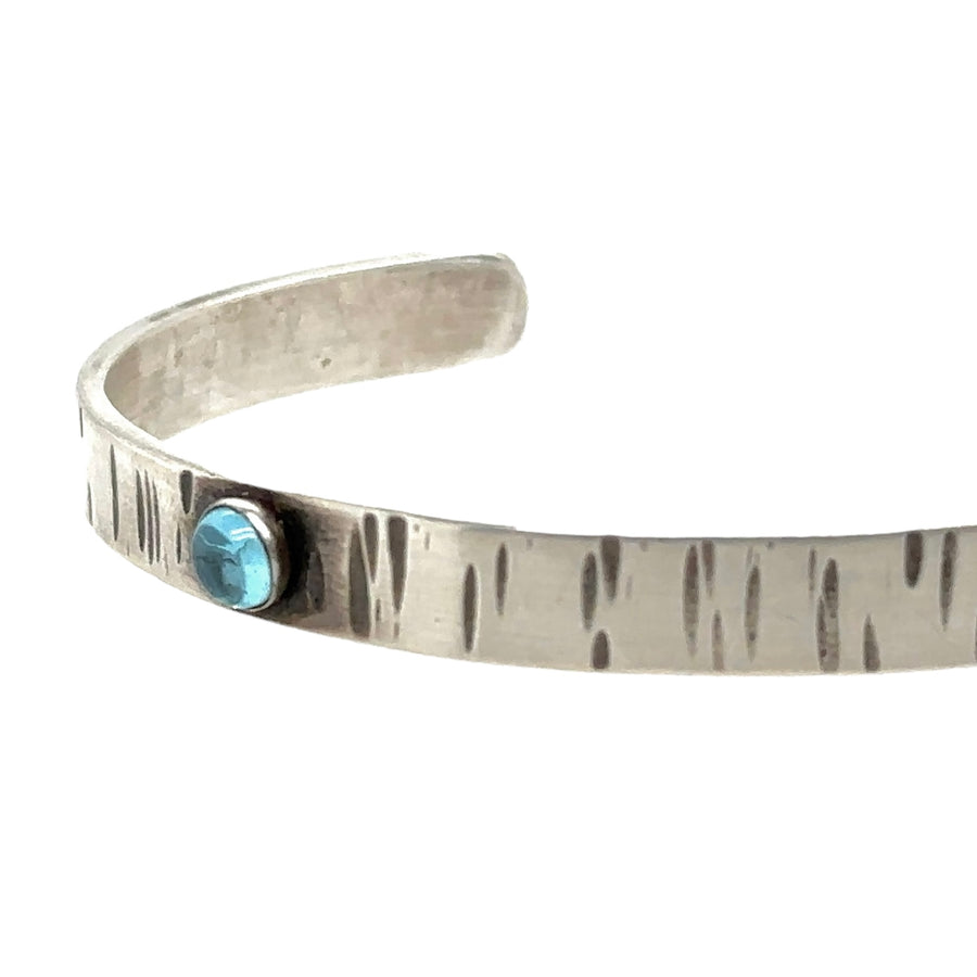 Bracelet - Silver Cuff with Swiss Blue Topaz - Medium