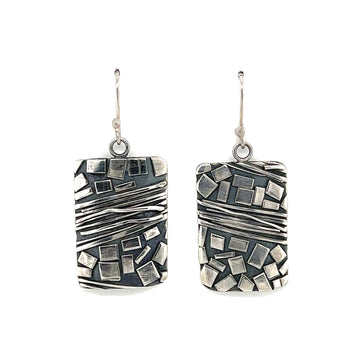 Earrings - Sterling Silver Stripes and Squares