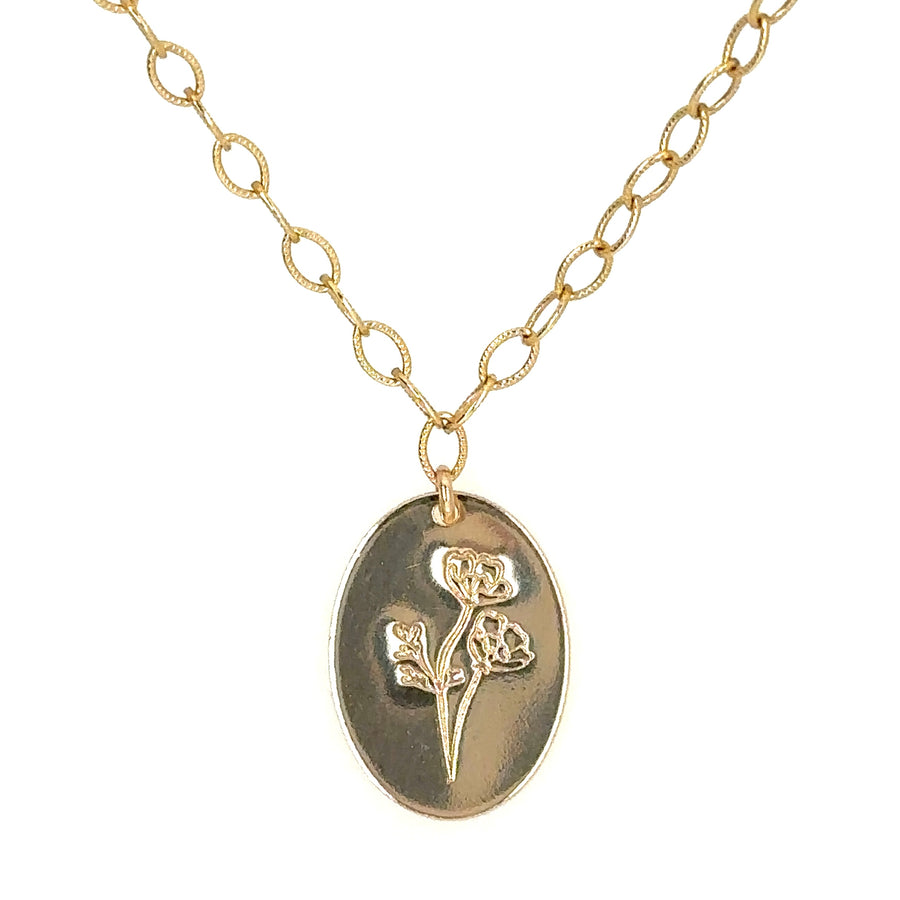 Necklace - Oval with California Poppy