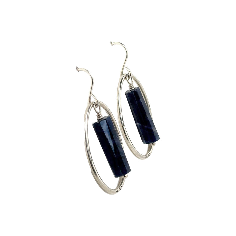 Earrings - Large Wire Oval with Sodalite Center