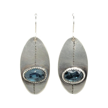 Earrings - Indicolite Kyanite Shields
