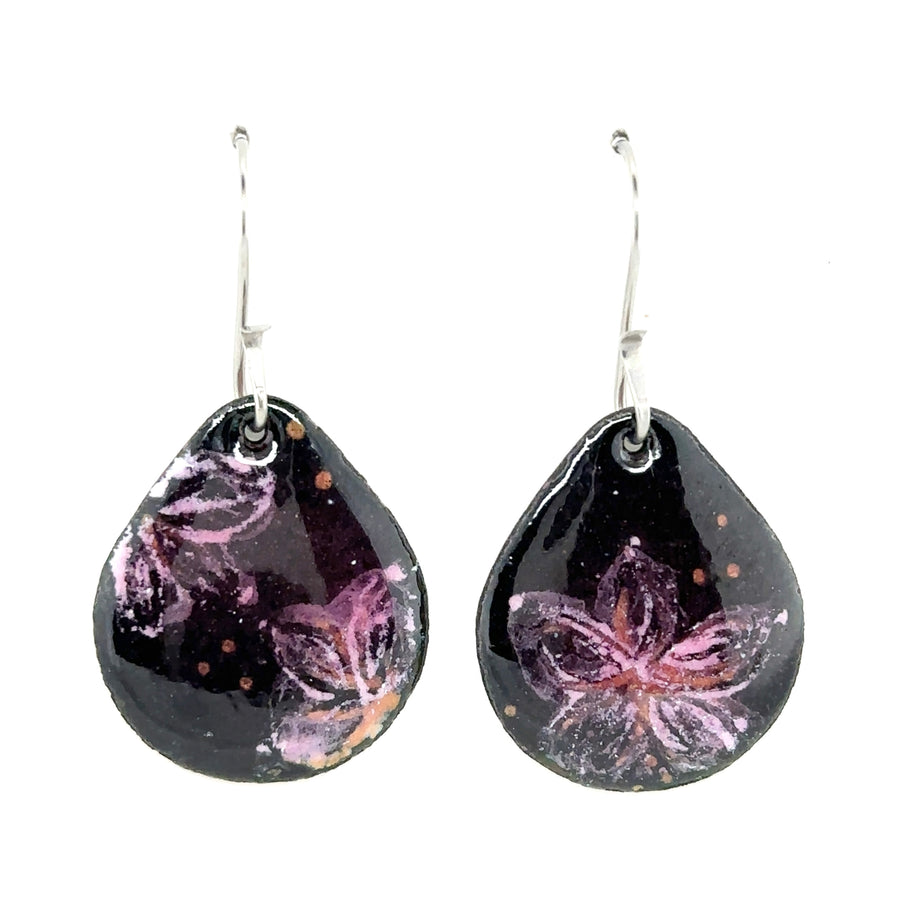 Brushstroke Floral - Earrings - Tilted Teardrop