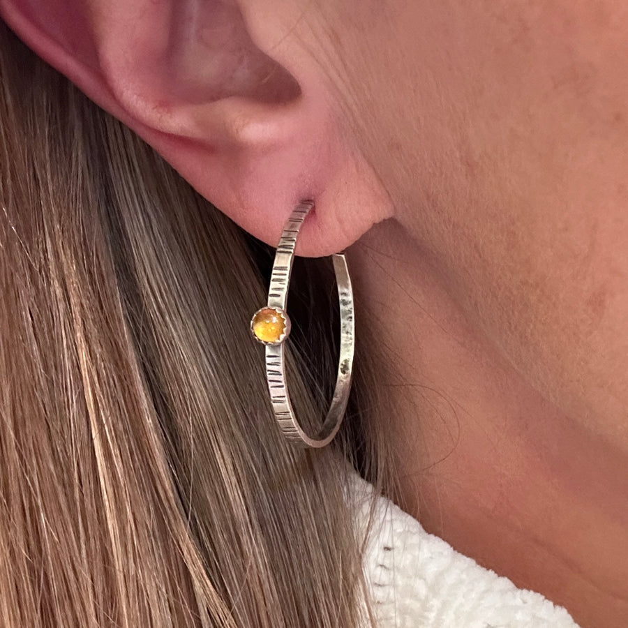 Earrings - Post Hoops with Citrine