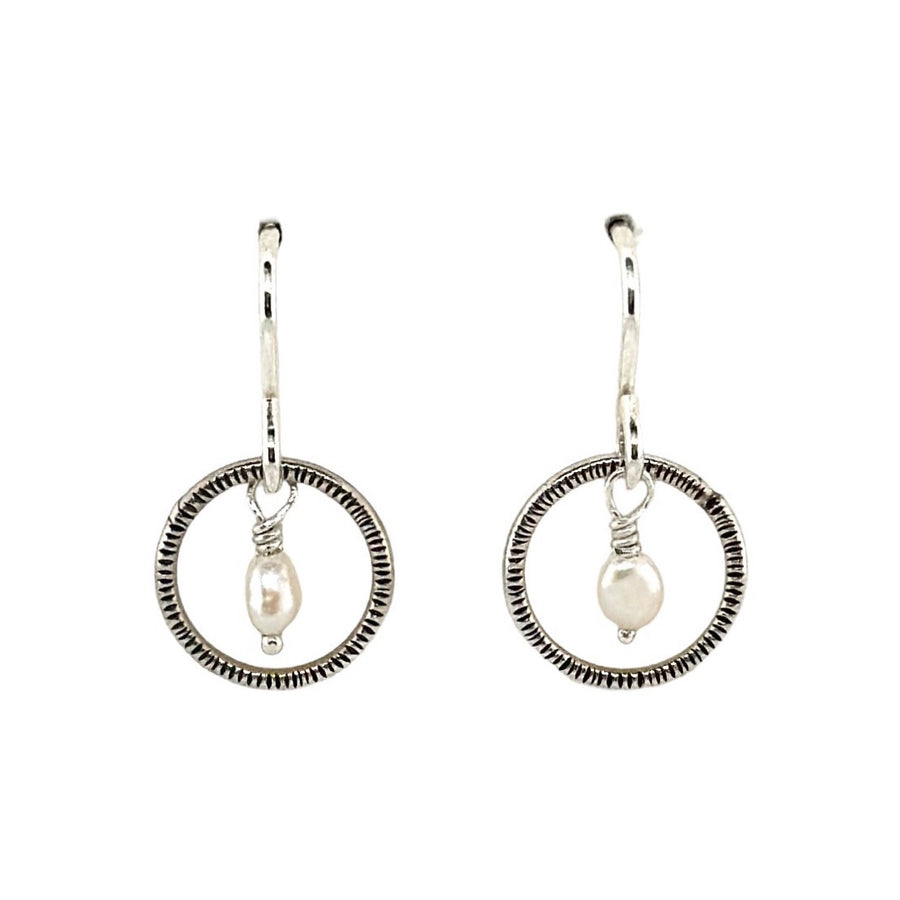 Earrings - Circles with Freshwater Pearl