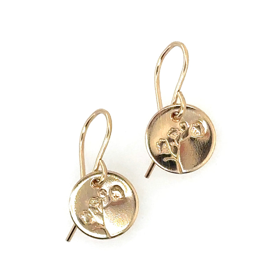 Earrings - Disk with Baby's Breath