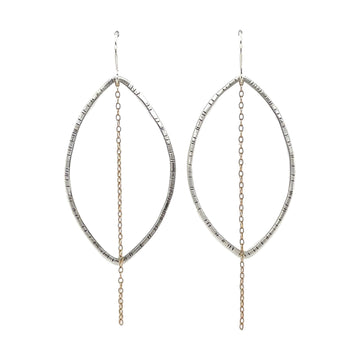 Earrings - Silver Petals with 14k Gold-filled Chain