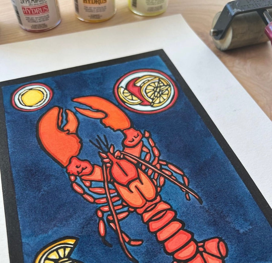 Lobster - Original Linocut