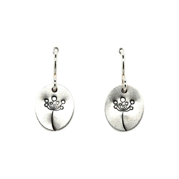 Earrings - Ovals with Mod Flower