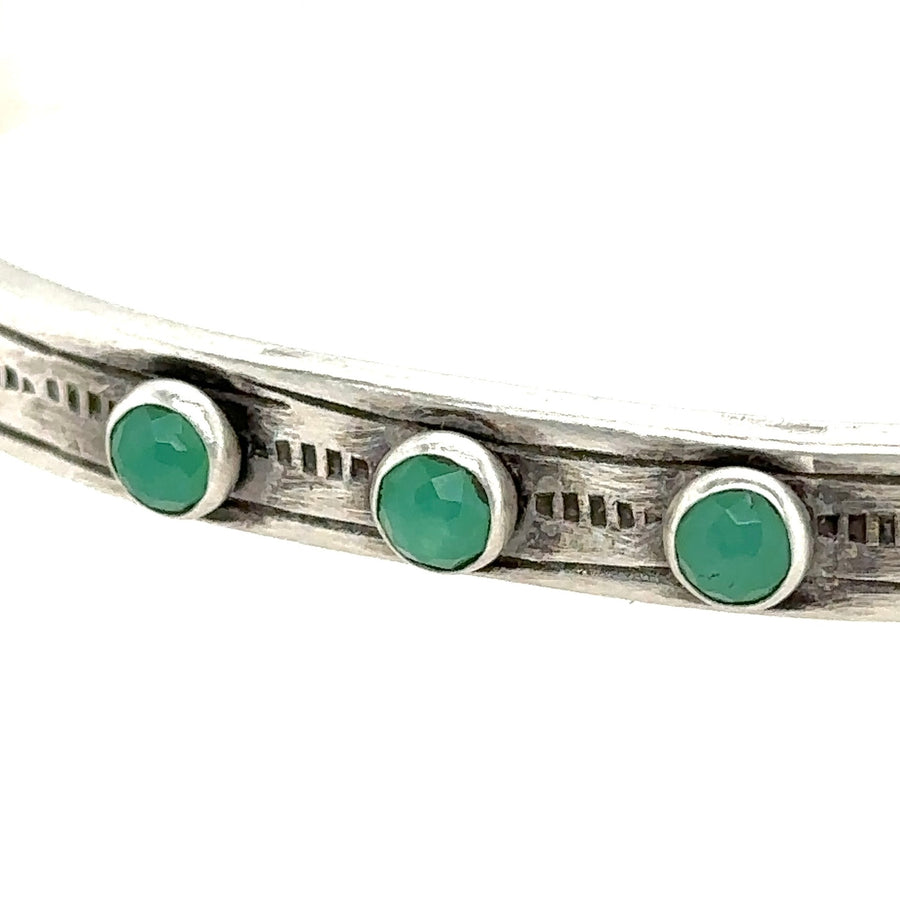 Bracelet - Stamped Cuff with Chrysoprase - Small
