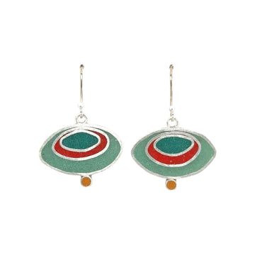 Earrings - Resin - Teal and Orange