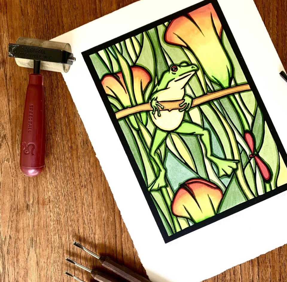 Frog - Original Linocut – Altitude Gallery