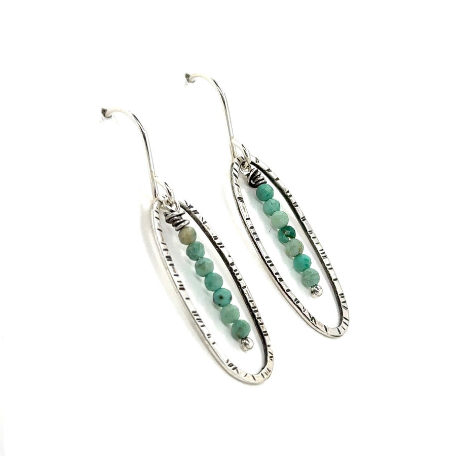 Earrings - Stamped Ovals with Turquoise