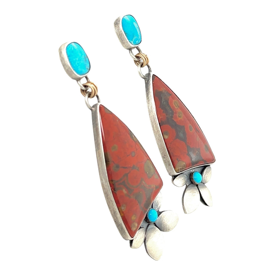 Morgan Hill Jasper and Turquoise Big Bloom Earrings