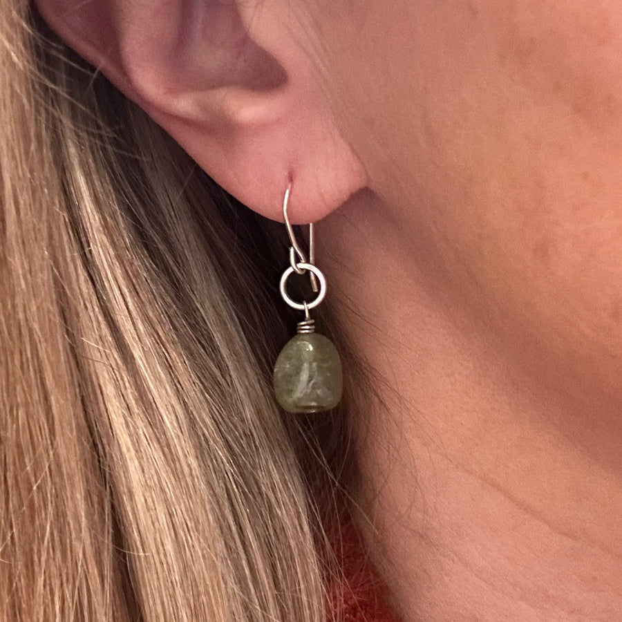 Earrings - Green Sapphire Nuggets