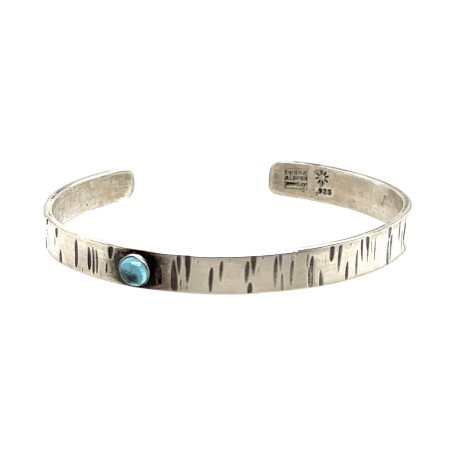 Bracelet - Silver Cuff with Swiss Blue Topaz - Medium