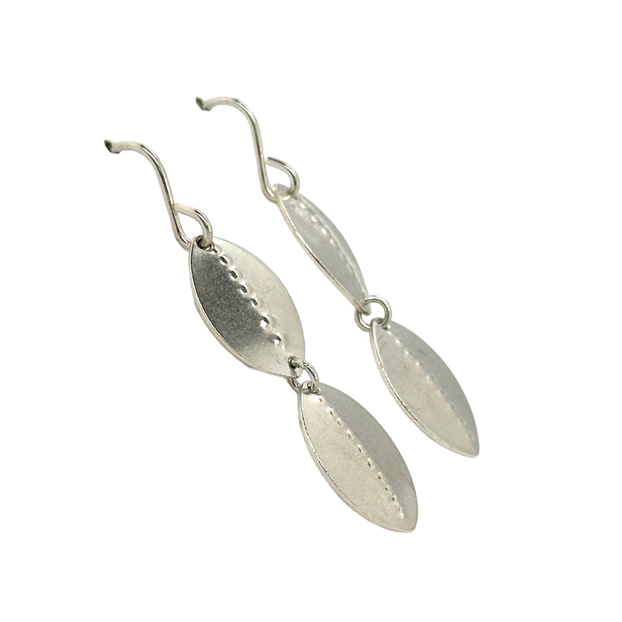 Earrings - Leaves with Repousse Center