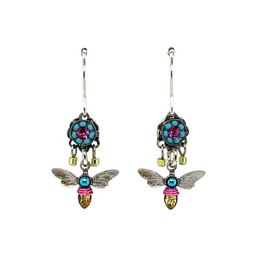 Earrings - Dragonfly with Flower