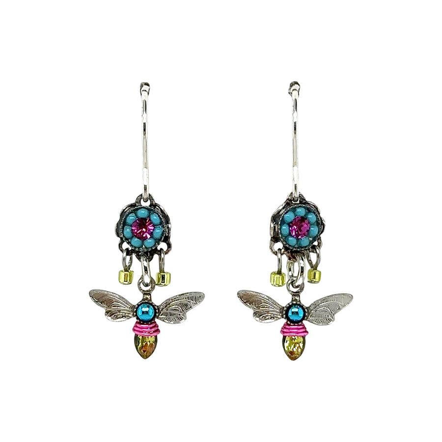 Earrings - Dragonfly with Flower