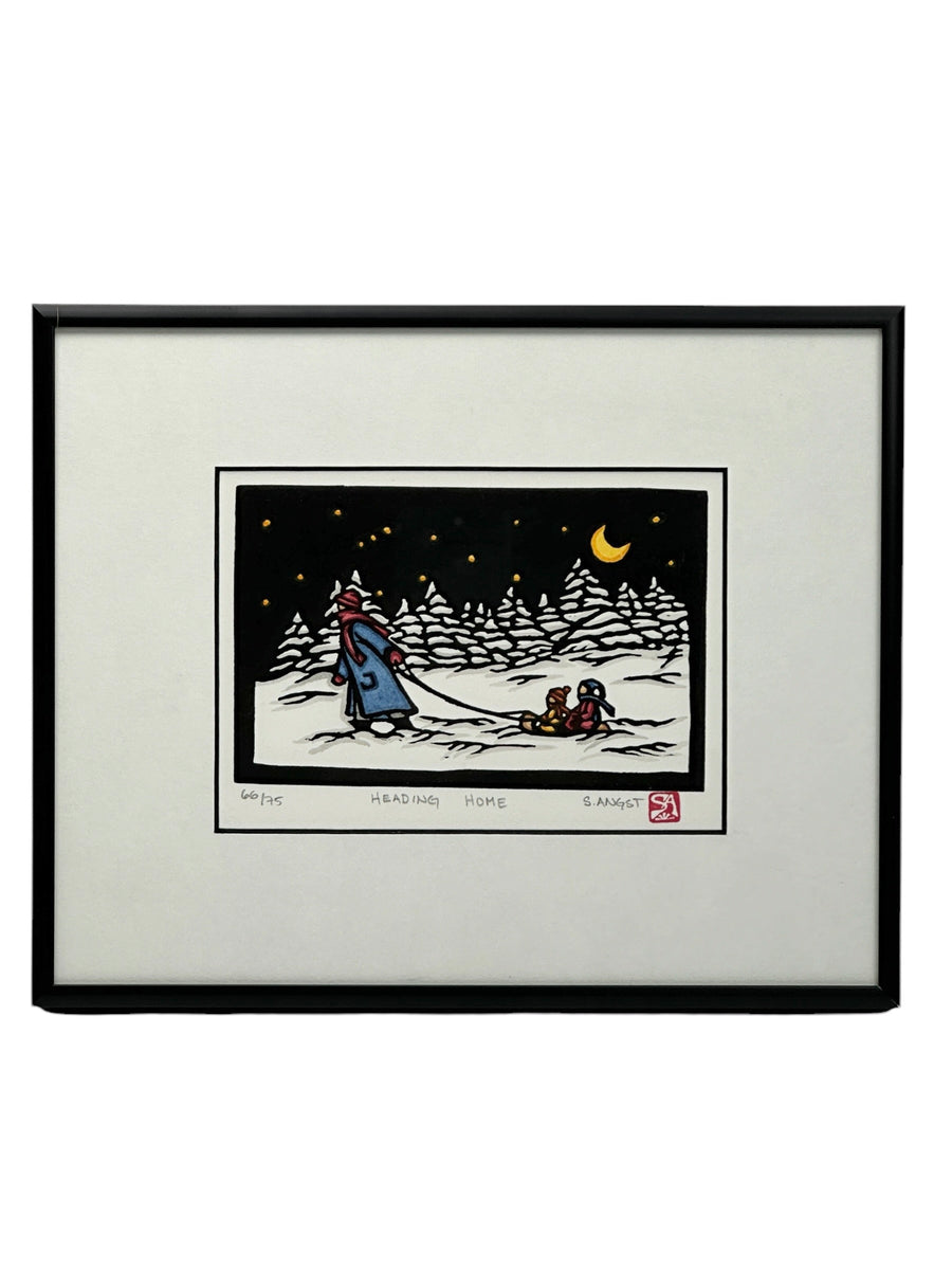 Heading Home - Original Linocut