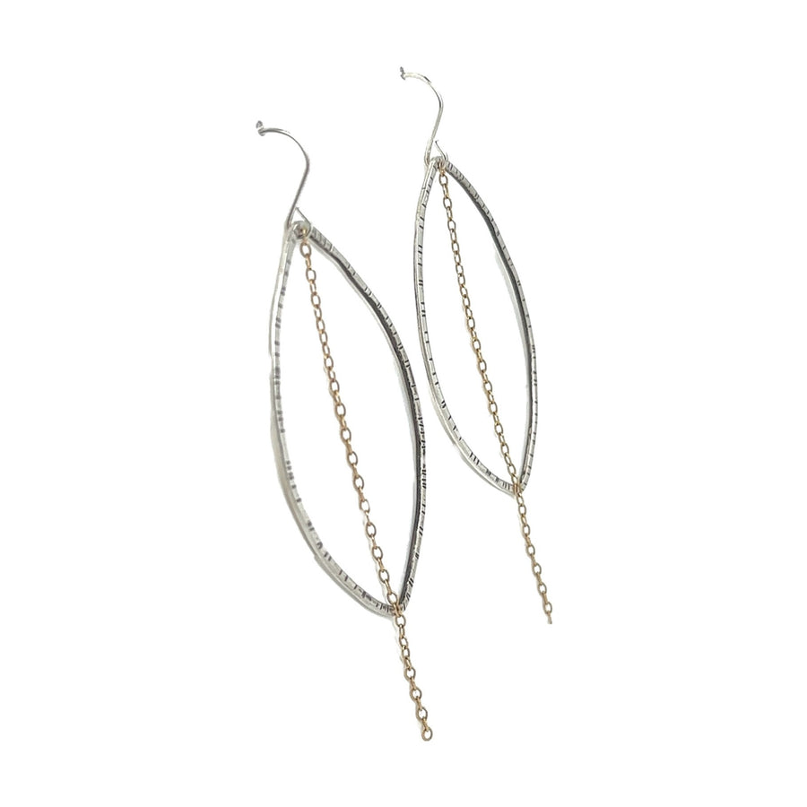 Earrings - Silver Petals with 14k Gold-filled Chain