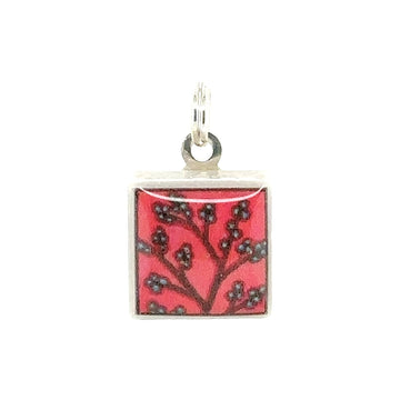 Pendant - Square - Berries on Red