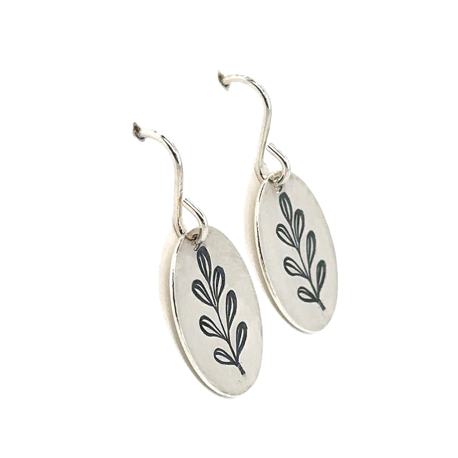 Earrings - Ovals with Leaves