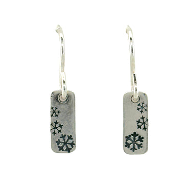 Earrings - Rectangle with Snowflakes