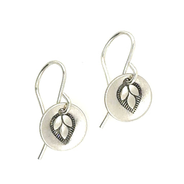 Earrings - Disk with India Leaf