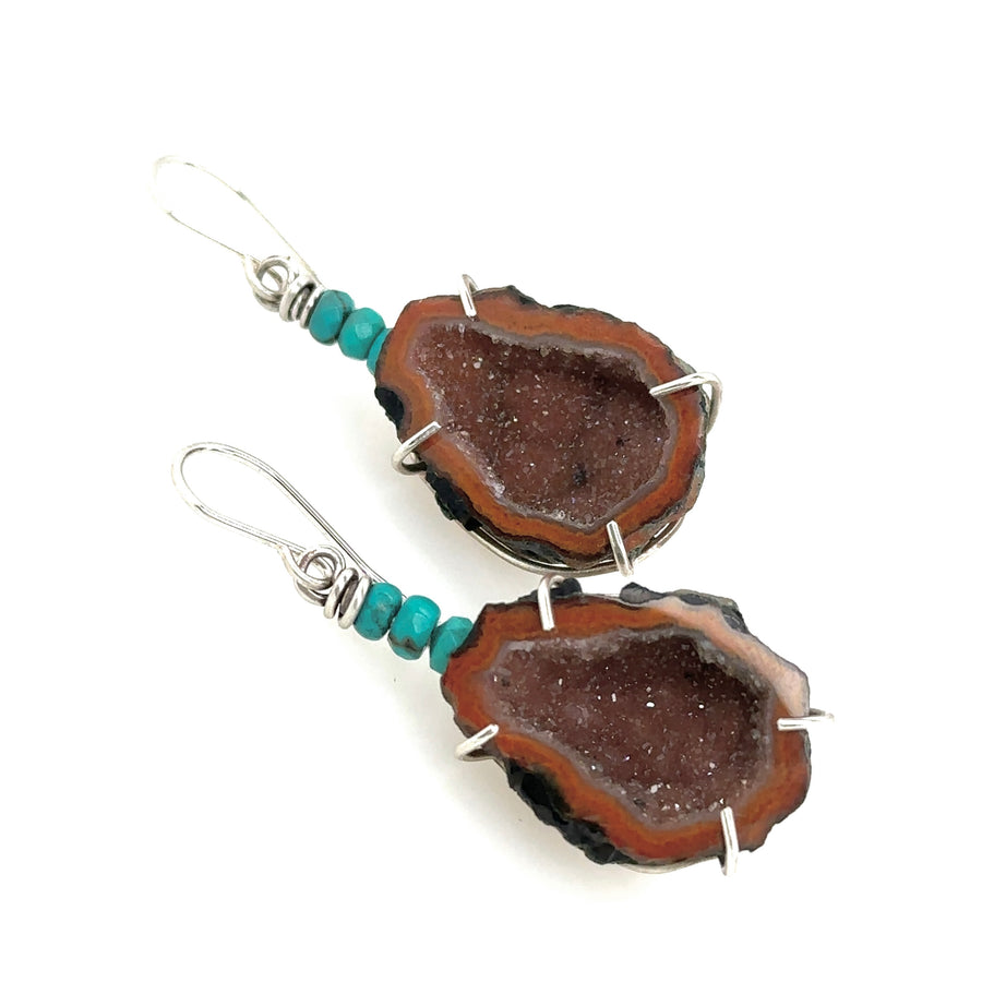 Earrings - Tiny Geodes with Turquoise
