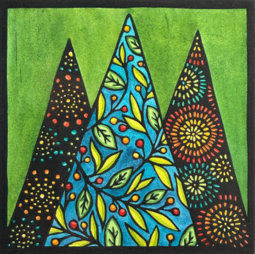 Holiday Trees - Original Linocut