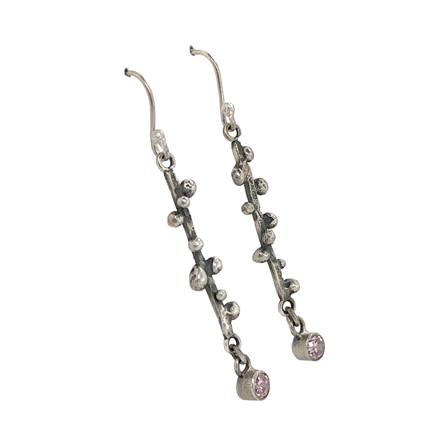 Earrings - Pink Sapphire with Stick