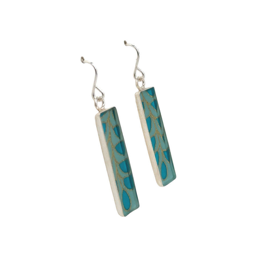 Earrings - Thin Bezel Rectangle Drop