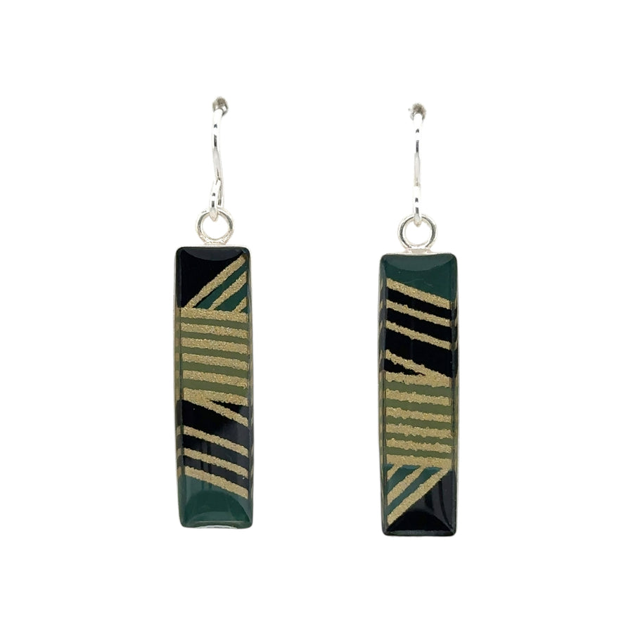 Earrings - Thin Bezel Rectangle Drop