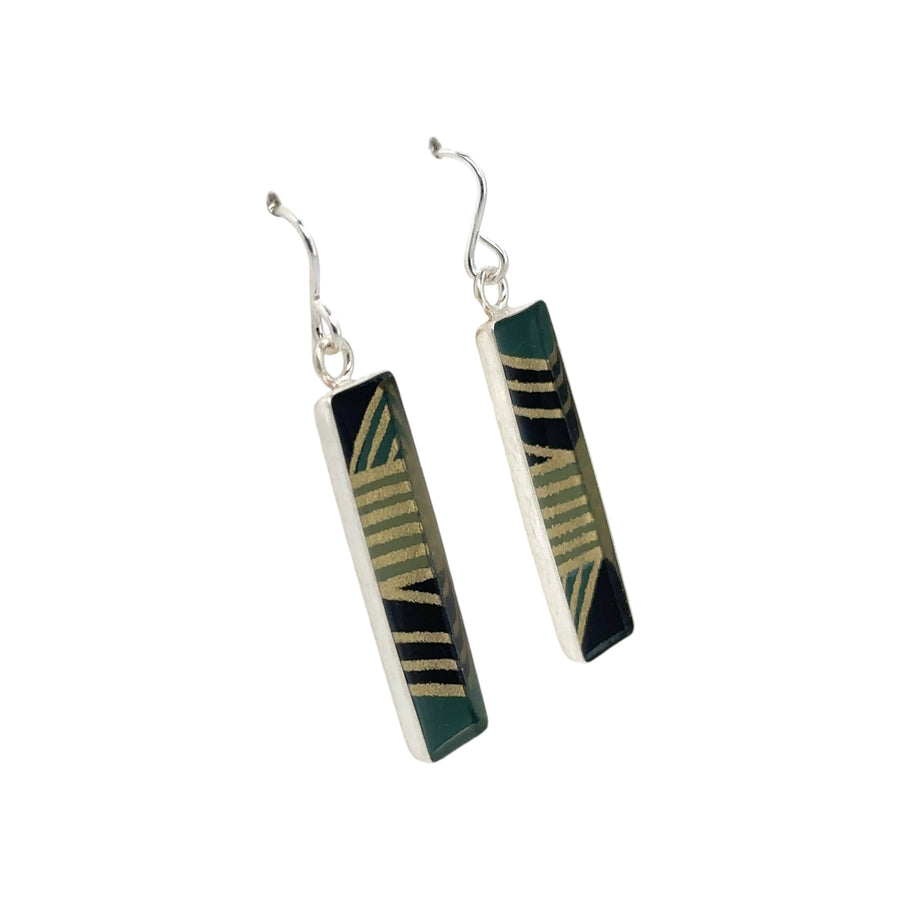 Earrings - Thin Bezel Rectangle Drop