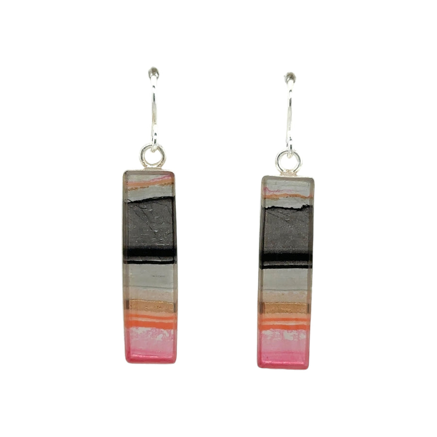 Earrings - Thin Bezel Rectangle Drop