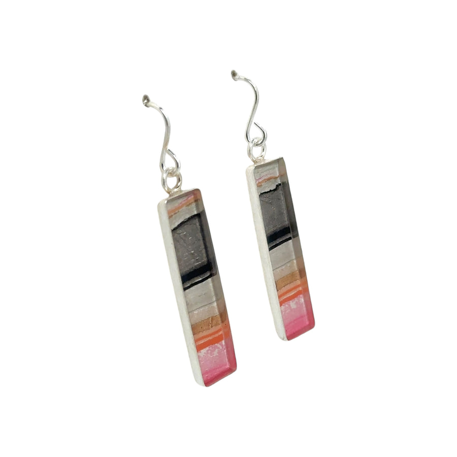 Earrings - Thin Bezel Rectangle Drop