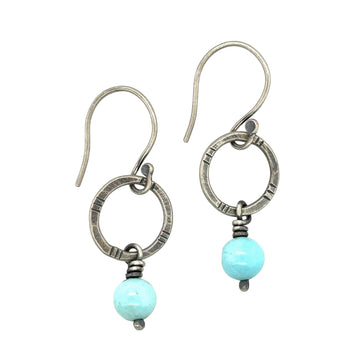 Light Turquoise Circle and Bead Small Earrings