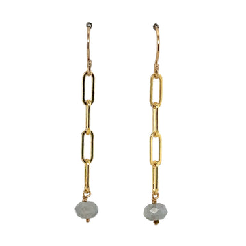 Labradorite and Gold Fill Paperclip Chain Earrings