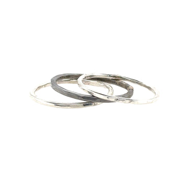 Stacking Silver and Steel Rings - Set of 3