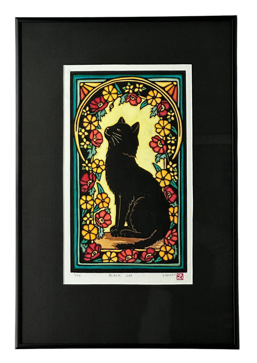 Black Cat - Original Linocut