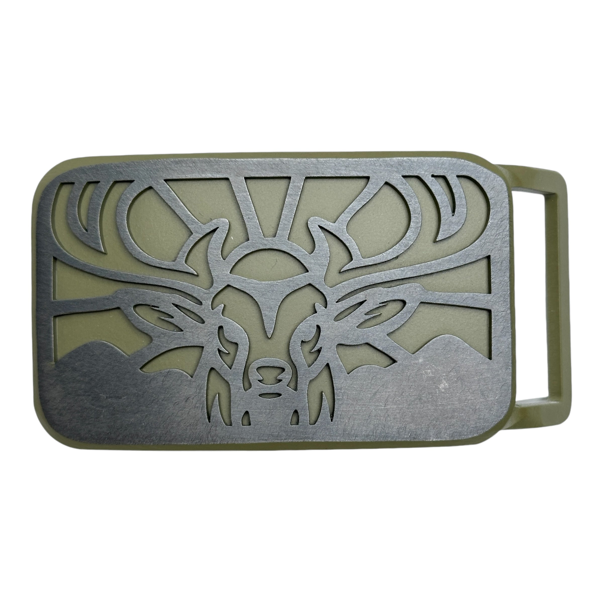 POSKLA Native American Flag Belt Buckle - Black Enamel Square Buckle 6x9cm For Men