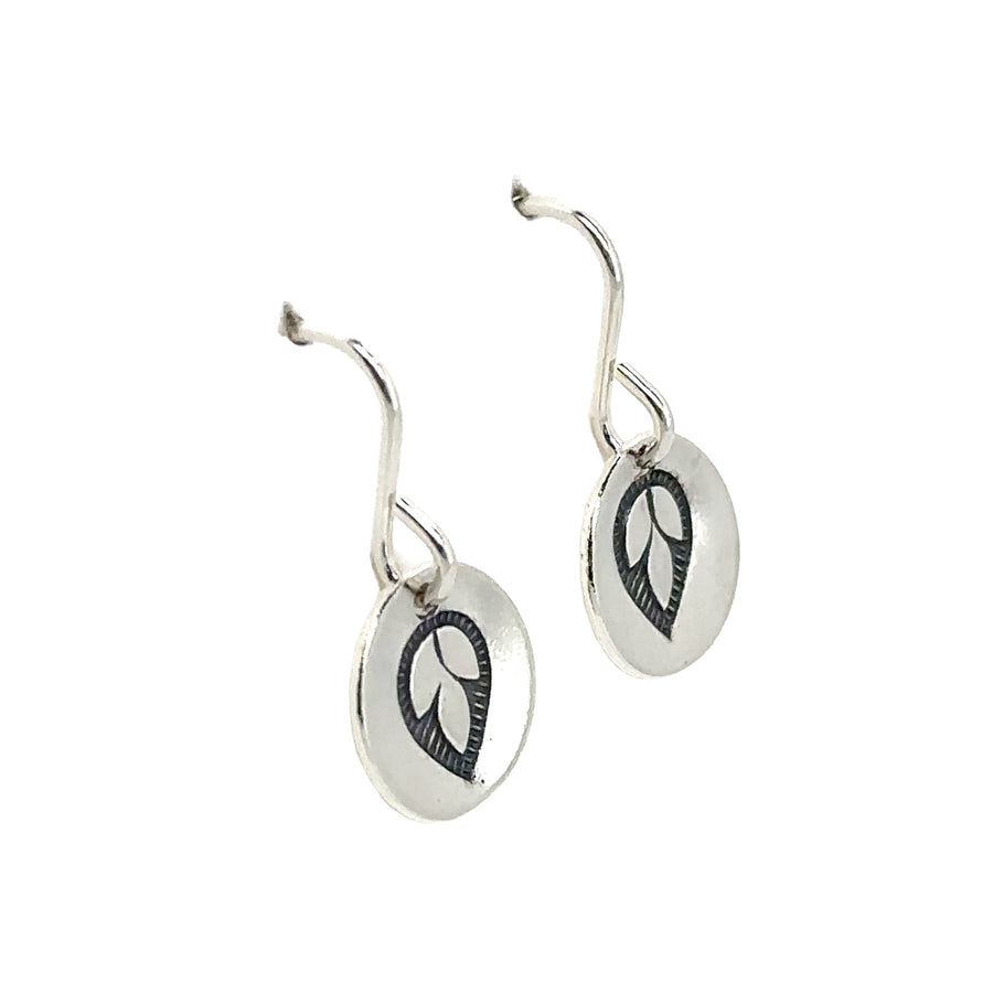 Earrings - Disks with India Leaf