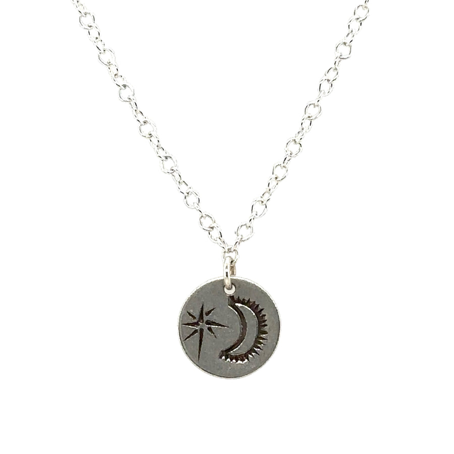 Necklace - Disk with Moon & Star
