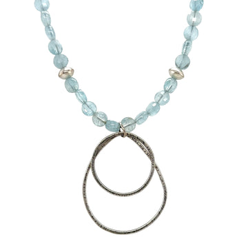 Necklace - Aquamarine with Circle and Teardrop
